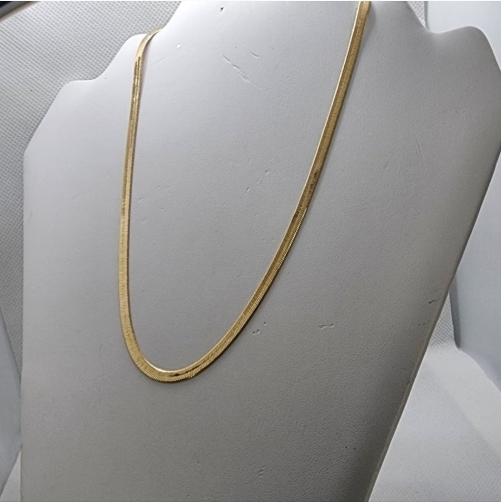 Brand New Brazilian 18k Gold Filled Herring Bone Necklace